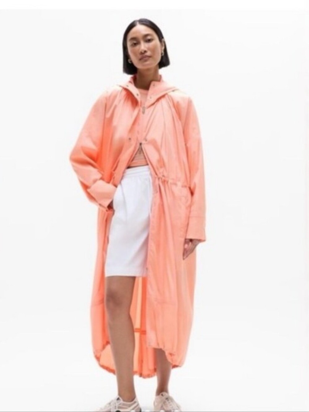Athleta Coral Peach Lightweight Long Raincoat